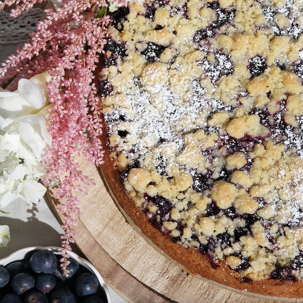 Heidelbeer-Käsekuchen mit Streuseln